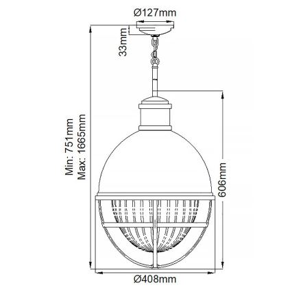 Quintiesse - Lámpara colgante con varilla TOLLIS 1xE27/40W/230V, Ø 40,8 cm, cromo mate