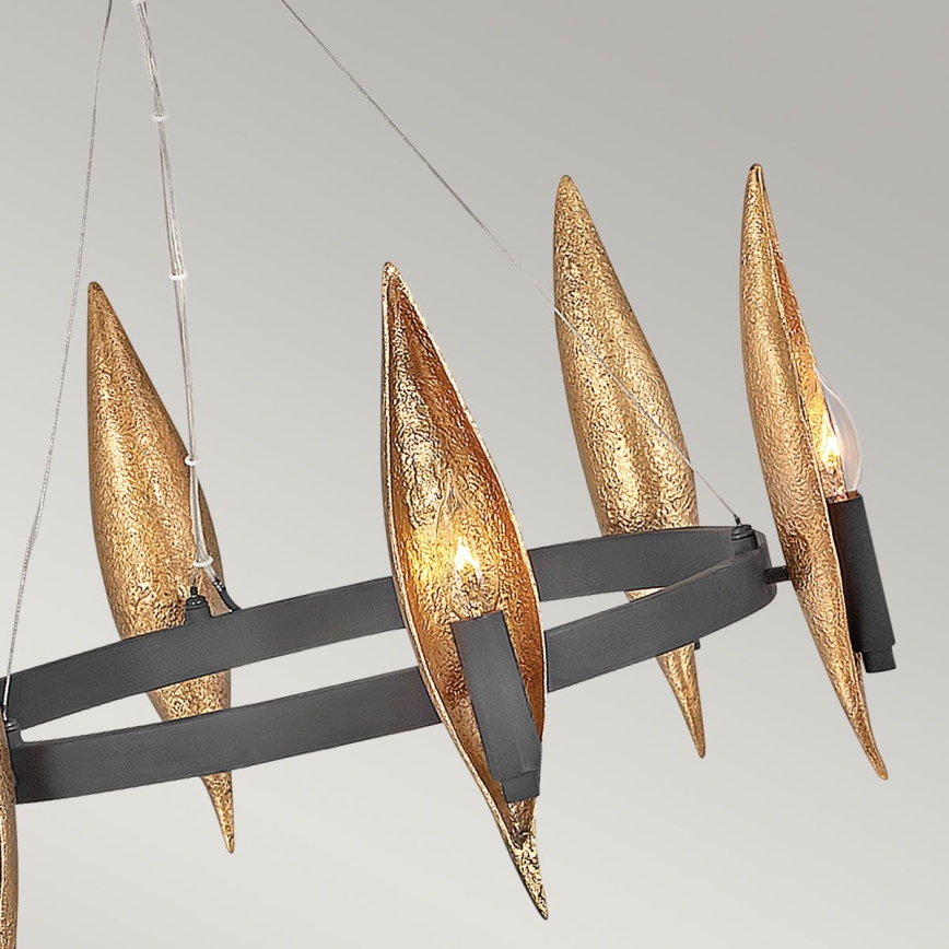 Quintiesse - Lámpara colgante con cable WILLOW 6xE14/40W/230V Ø 61 cm oro/negro