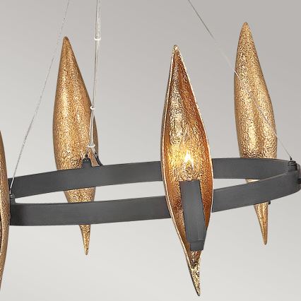Quintiesse - Lámpara colgante con cable WILLOW 6xE14/40W/230V Ø 61 cm oro/negro