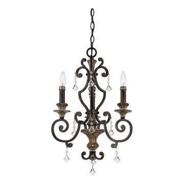 Quoizel - Lámpara colgante con cadena MARQUETTE 3xE14/60W/230V acabado en bronce