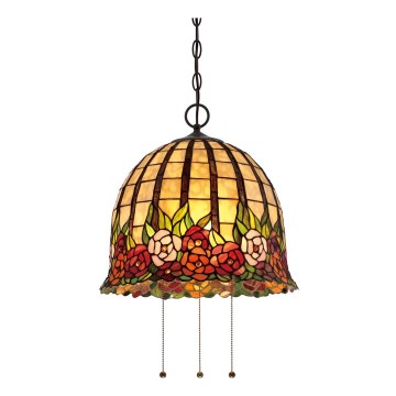Quoizel - Lámpara colgante con cadena Tiffany ROSECLIFFE 3xE27/100W/230V
