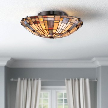 Quoizel - Lámpara de techo Tiffany INGLENOOK 2xE27/60W/230V diámetro 40,7 cm