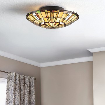 Quoizel - Lámpara de techo Tiffany REED 2xE27/60W/230V Ø 42 cm