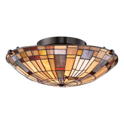 Quoizel - Lámpara de techo Tiffany INGLENOOK 2xE27/60W/230V diámetro 40,7 cm