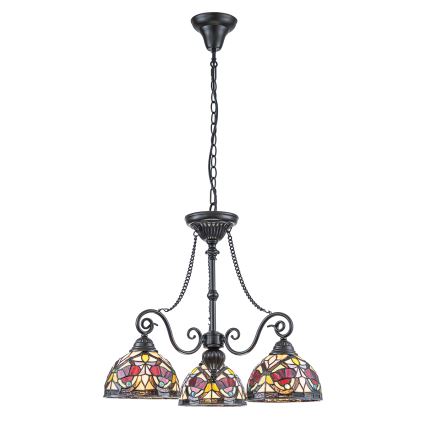 Quoizel - Lámpara colgante con cadena Tiffany LARISSA 3xE27/60W/230V diámetro 63,6 cm