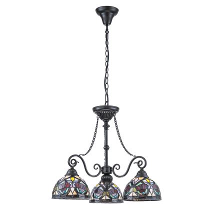 Quoizel - Lámpara colgante con cadena Tiffany LARISSA 3xE27/60W/230V diámetro 63,6 cm