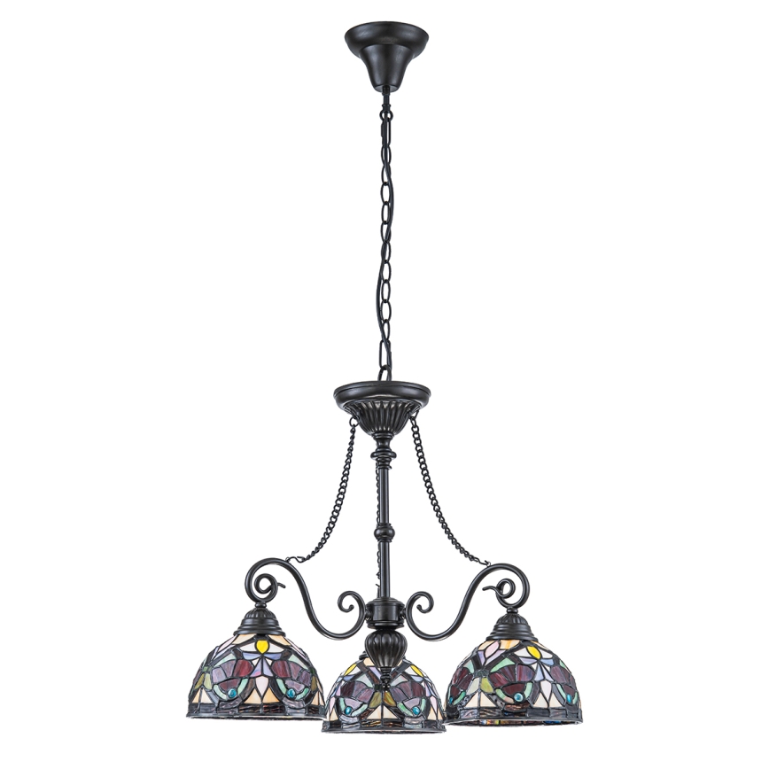 Quoizel - Lámpara colgante con cadena Tiffany LARISSA 3xE27/60W/230V diámetro 63,6 cm