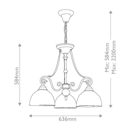 Quoizel - Lámpara colgante con cadena Tiffany LARISSA 3xE27/60W/230V diámetro 63,6 cm