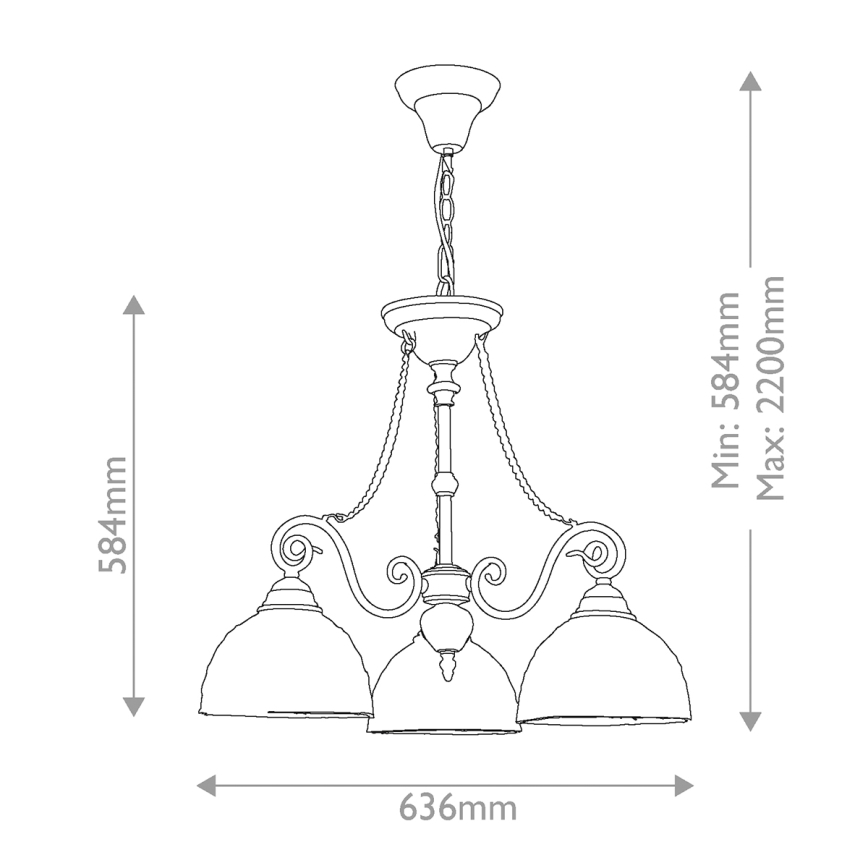 Quoizel - Lámpara colgante con cadena Tiffany LARISSA 3xE27/60W/230V diámetro 63,6 cm