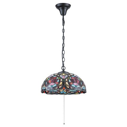 Quoizel - Lámpara colgante con cadena Tiffany LARISSA 3xE27/60W/230V Ø 38,5 cm