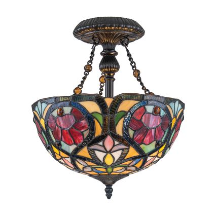 Quoizel - Lámpara de techo de superficie estilo Tiffany LARISSA 2xE27/60W/230V Ø 35 cm