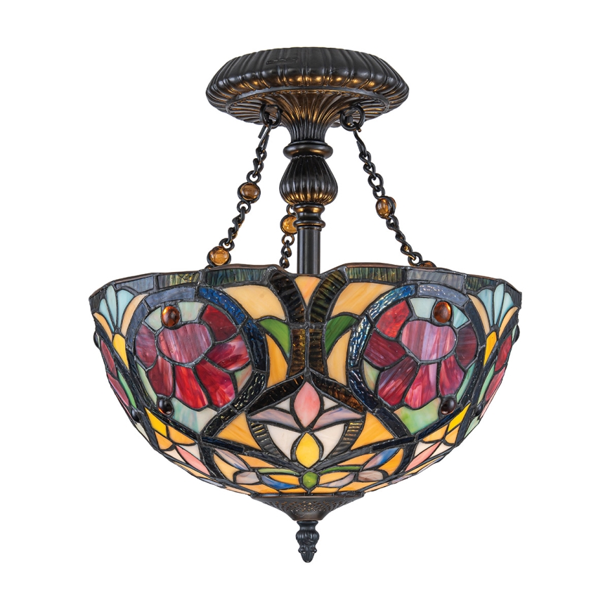 Quoizel - Lámpara de techo de superficie estilo Tiffany LARISSA 2xE27/60W/230V Ø 35 cm