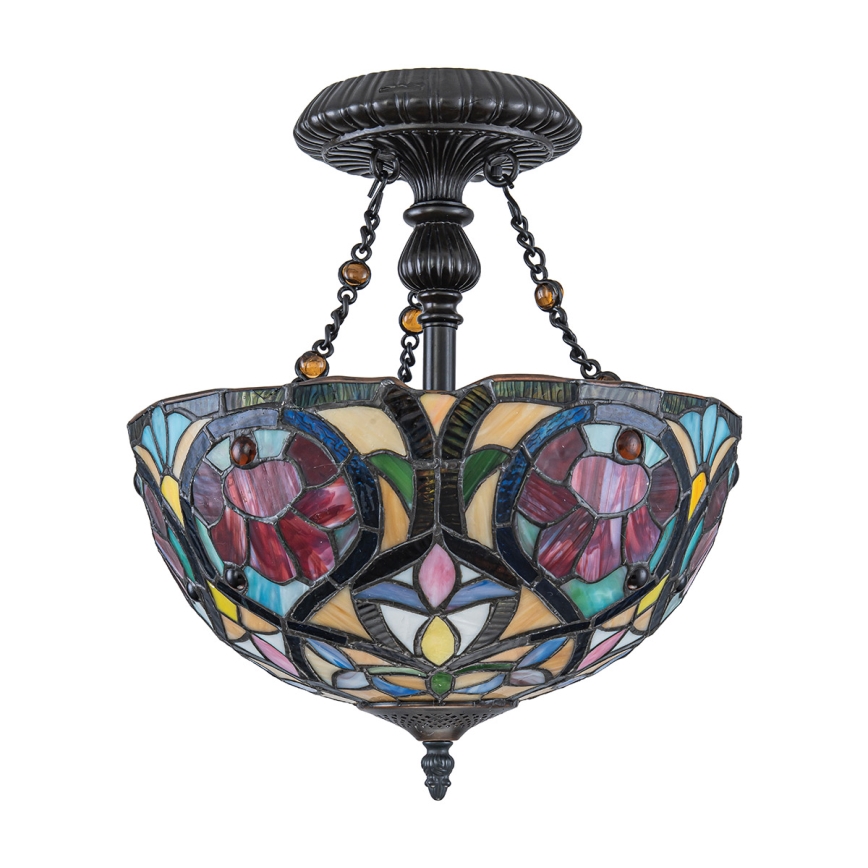 Quoizel - Lámpara de techo de superficie estilo Tiffany LARISSA 2xE27/60W/230V Ø 35 cm