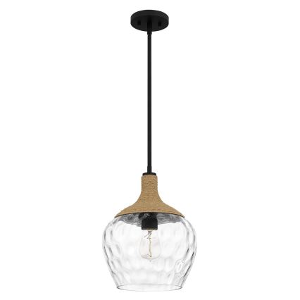 Quoizel - Lámpara colgante ROYER 1xE27/60W/230V diá. 30,2 cm transparente/negro/beige