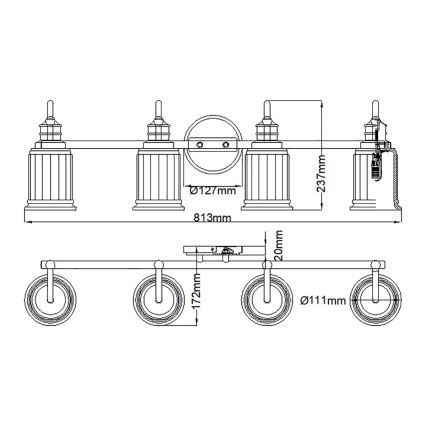 Quoizel - aplique mural LED para baño SWELL 4xG9/3W/230V IP44 dorado