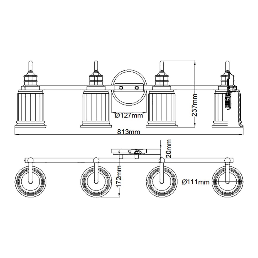 Quoizel - aplique mural LED para baño SWELL 4xG9/3W/230V IP44 dorado