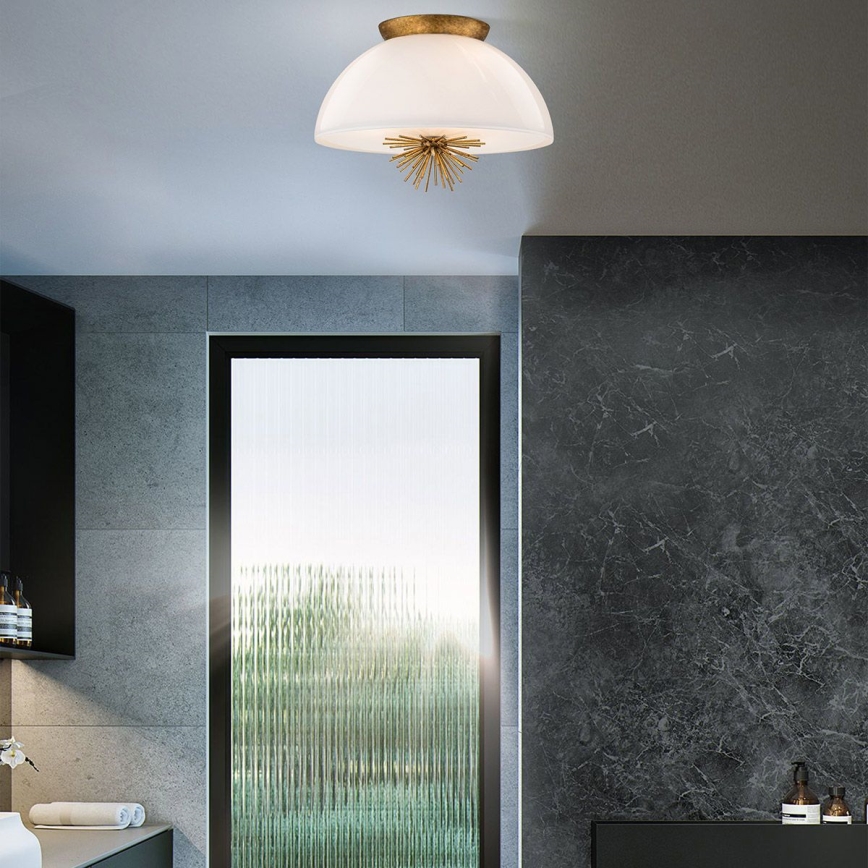 Quoizel - Lámpara colgante STARING 3xE14/40W/230V diá. 45,7 cm dorado/pátina/blanco