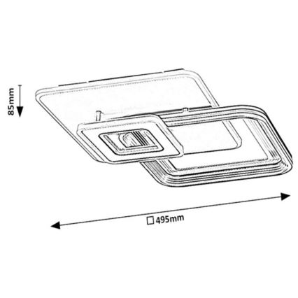 Rabalux - Plafón de techo LED regulable 48W/230V 3000K/4000K/6000K + mando a distancia 49,5x49,5 cm