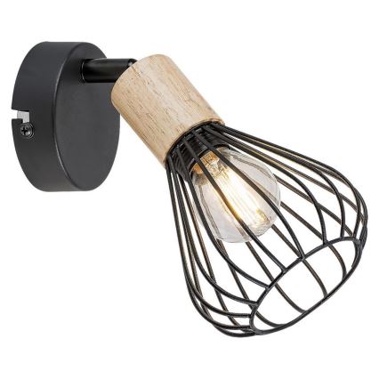 Rabalux - Aplique de pared con foco 1xE14/25W/230V negro/haya