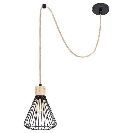 Rabalux - Lámpara colgante con cable 1xE27/40W/230V negro/haya
