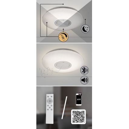 Rabalux - Lámpara de techo LED RGB regulable con altavoz LED/24W/230V Wi‑Fi Tuya + mando a distancia Ø 40 cm