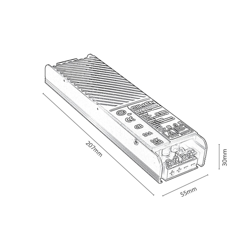 Rabalux - Fuente de alimentación empotrada para luces en sistema de rieles 200W/24V