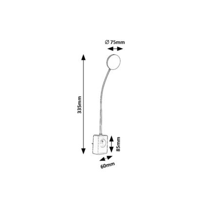 Rabalux - Lámpara de pared LED regulable LED/4W/230V con puerto USB para enchufe 3000/4000/6000K negra