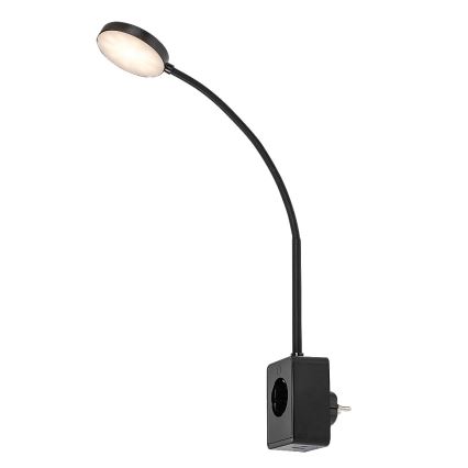 Rabalux - Aplique de pared LED regulable LED/4W/230V con puerto USB para enchufe 3000/4000/6000K negro