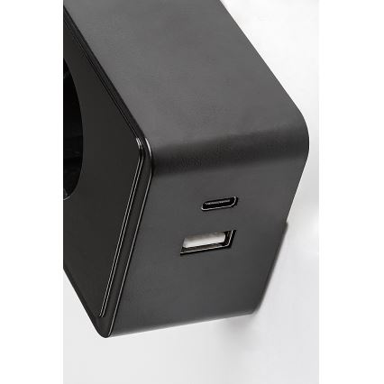 Rabalux - Aplique de pared LED regulable LED/4W/230V con puerto USB para enchufe 3000/4000/6000K negro