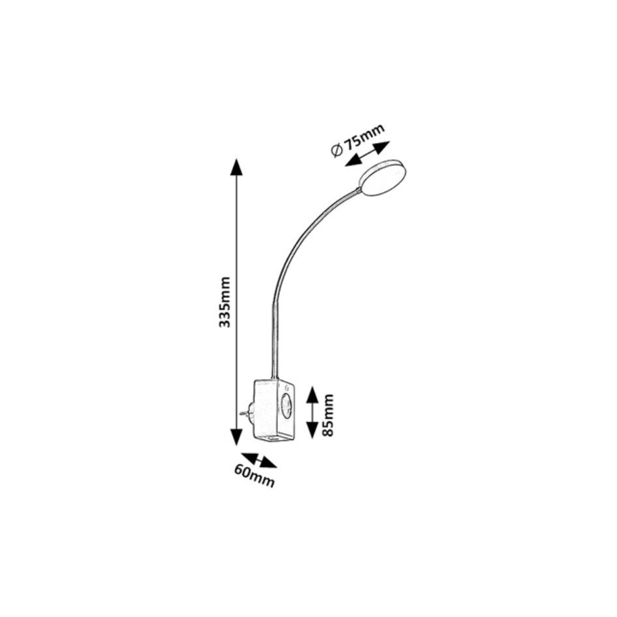 Rabalux - Aplique de pared LED regulable LED/4W/230V con puerto USB para enchufe 3000/4000/6000K negro