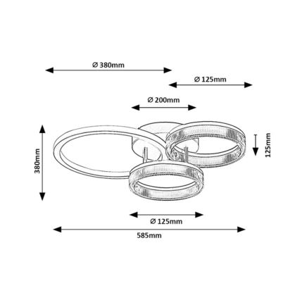 Rabalux - Plafón LED regulable LED/38W/230V 3000-6500K 58,5x38 cm + mando a distancia