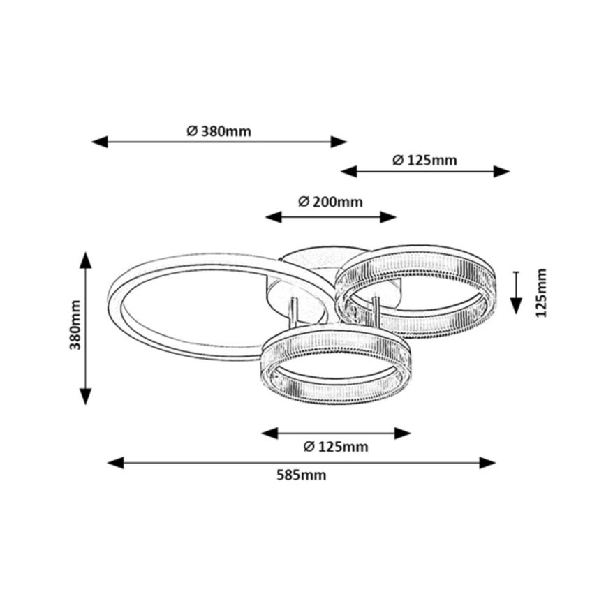 Rabalux - Plafón LED regulable LED/38W/230V 3000-6500K 58,5x38 cm + mando a distancia