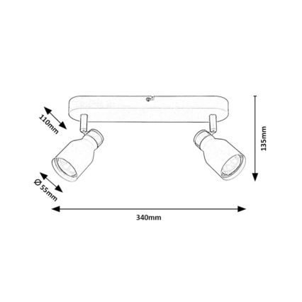 Rabalux - Lámpara de 2 focos GU10/15W/230V