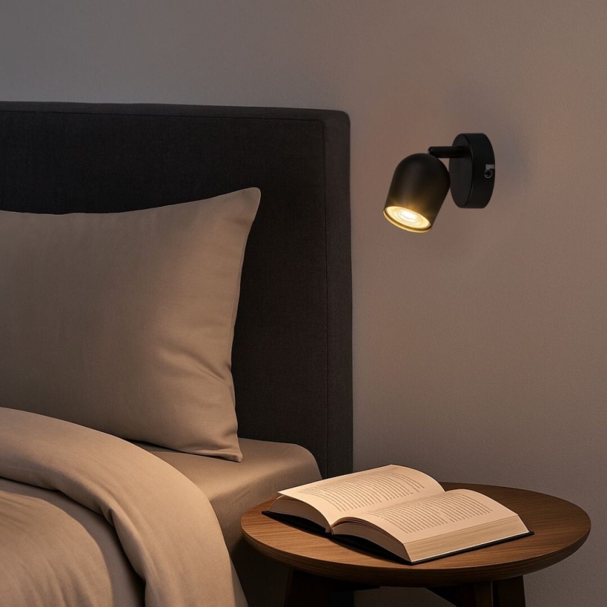 Rabalux - Aplique de pared con foco orientable 1xGU10/15W/230V negro