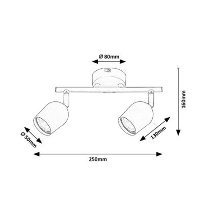 Rabalux - Lámpara spot 2x GU10, 15 W, 230 V, negra