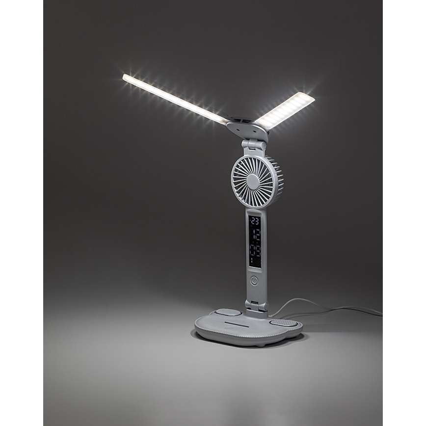 Rabalux - Lámpara de mesa LED regulable con ventilador y pantalla LED/7W/5V 3000/4000/6500K