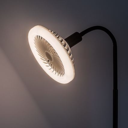 Rabalux - Lámpara de pie LED regulable con ventilador Ø 30 cm 1xE27/16W/230V 3000-6500K + mando a distancia