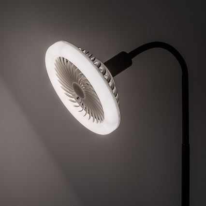 Rabalux - Lámpara de pie LED regulable con ventilador Ø 30 cm 1xE27/16W/230V 3000-6500K + mando a distancia