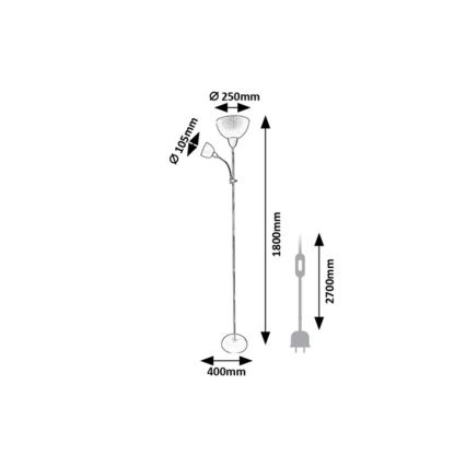 Rabalux - Lámpara de pie 1xE27/60W/230V + 1xE14/25W beige