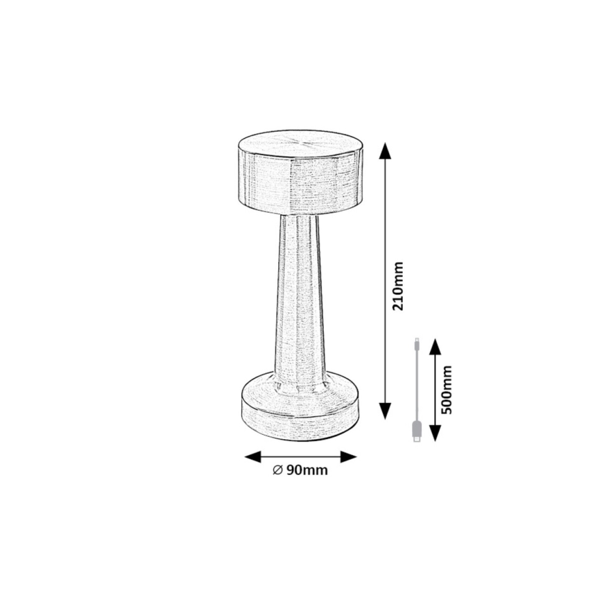 Rabalux - LED Lámpara de mesa táctil recargable LED/2,7W/5V 1200mAh 3000/4000/6000K cromo mate