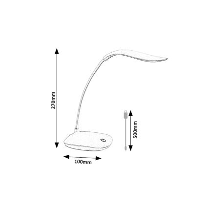 Rabalux - Lámpara de mesa LED regulable y flexible LED/2W/5V blanca