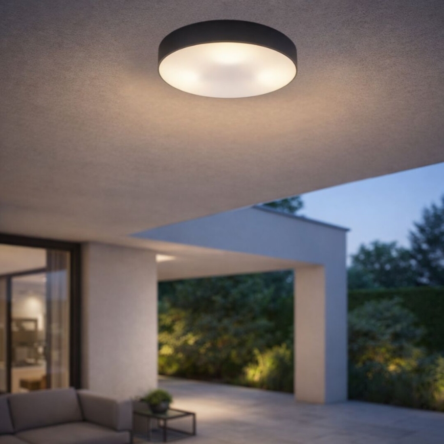 Rabalux - Lámpara de techo para exterior 3xE27/9W/230V, diámetro 39 cm, IP43, negra