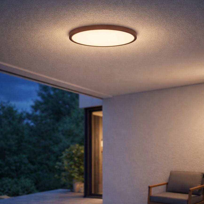 Rabalux - Lámpara LED de techo para baño, 24W, 230V, 3000/4000/6000K, Ø 40 cm, IP44, marrón