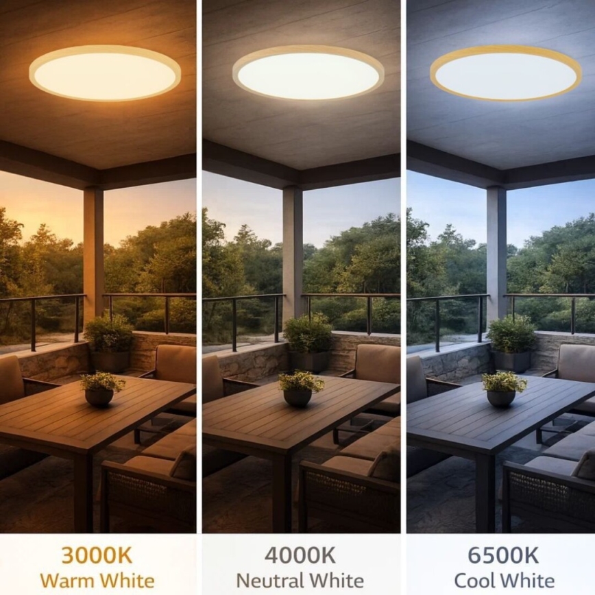 Rabalux - Plafón LED de techo para baño, 24 W, 230 V, 3000/4000/6000 K (temperaturas de color seleccionables), Ø 40 cm, IP44, beige