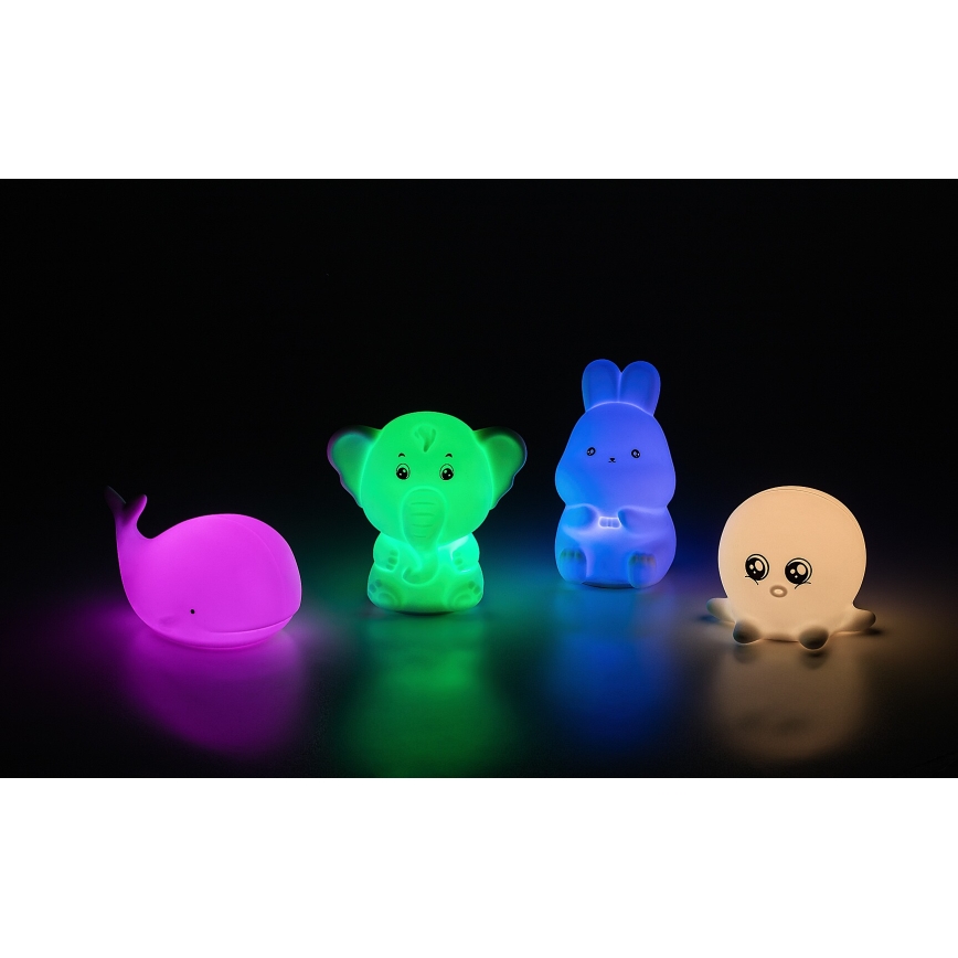 Rabalux - Luz nocturna táctil LED RGB LED/0,05W/1xCR2032 elefante
