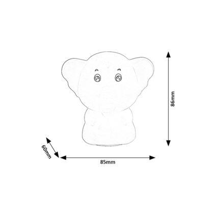 Rabalux - Luz nocturna táctil LED RGB LED/0,05W/1xCR2032 elefante