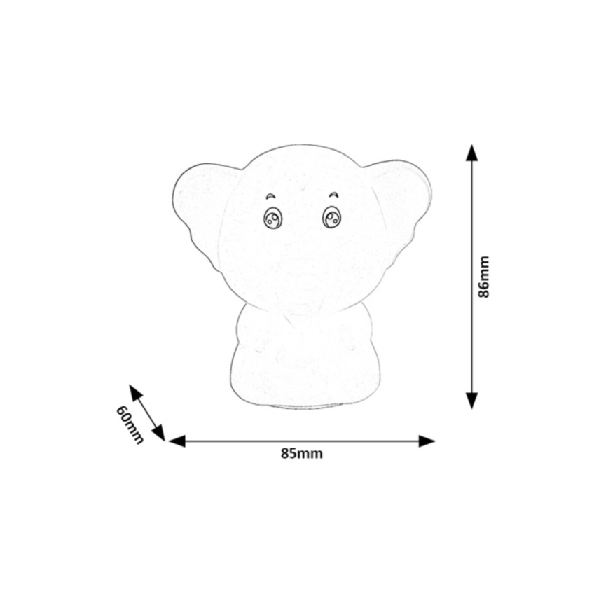 Rabalux - Luz nocturna táctil LED RGB LED/0,05W/1xCR2032 elefante