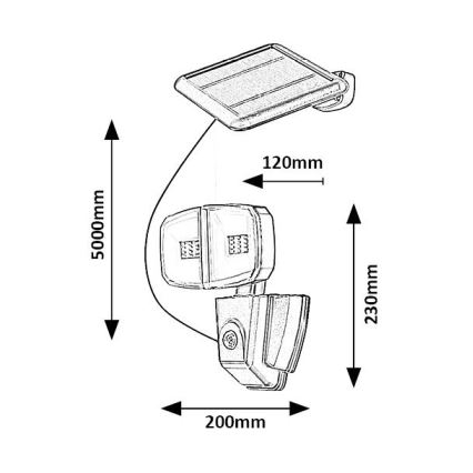 Rabalux - Proyector solar LED con sensor LED/12W/3,7V IP44 4000 mAh