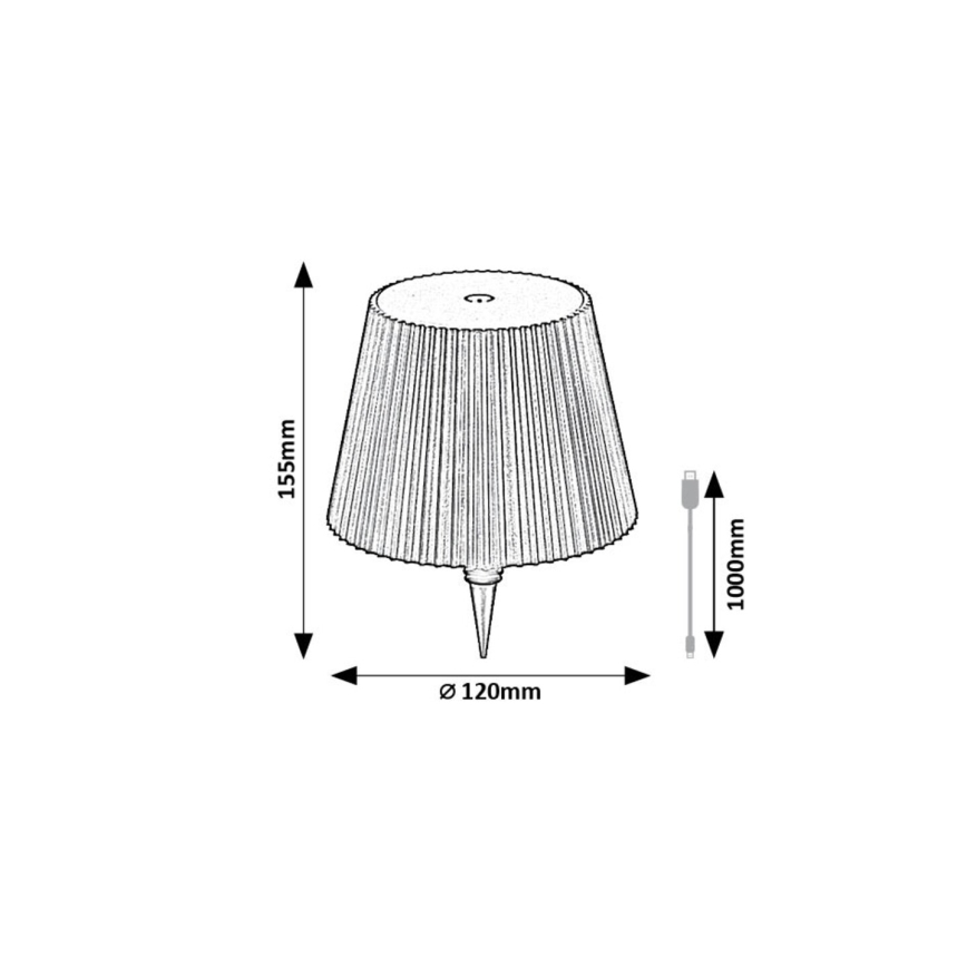 Rabalux - Pantalla recargable regulable para botella LED/2W/5V 2000 mAh IP44