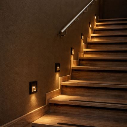 Rabalux - Luminaria LED para escalera con sensores de movimiento y crepúsculo LED/1W/230V 3000/4500/6500K negra